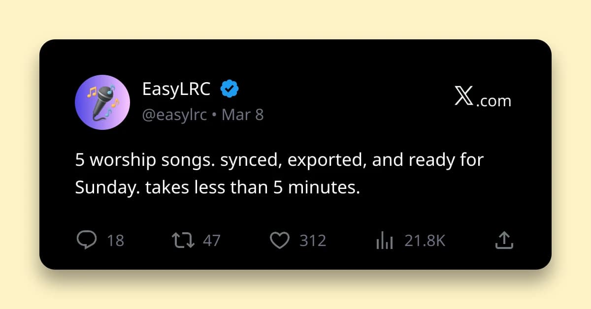 Worship Lyrics Sync for Church Media Teams (2026) - Comprehensive guide to Enhanced LRC files with word-level timing